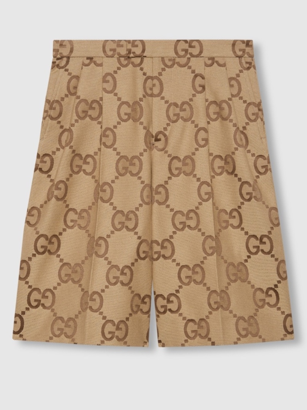 size 52 XL Gucci GG Canvas Beige Shorts Men Brown Wide Leg